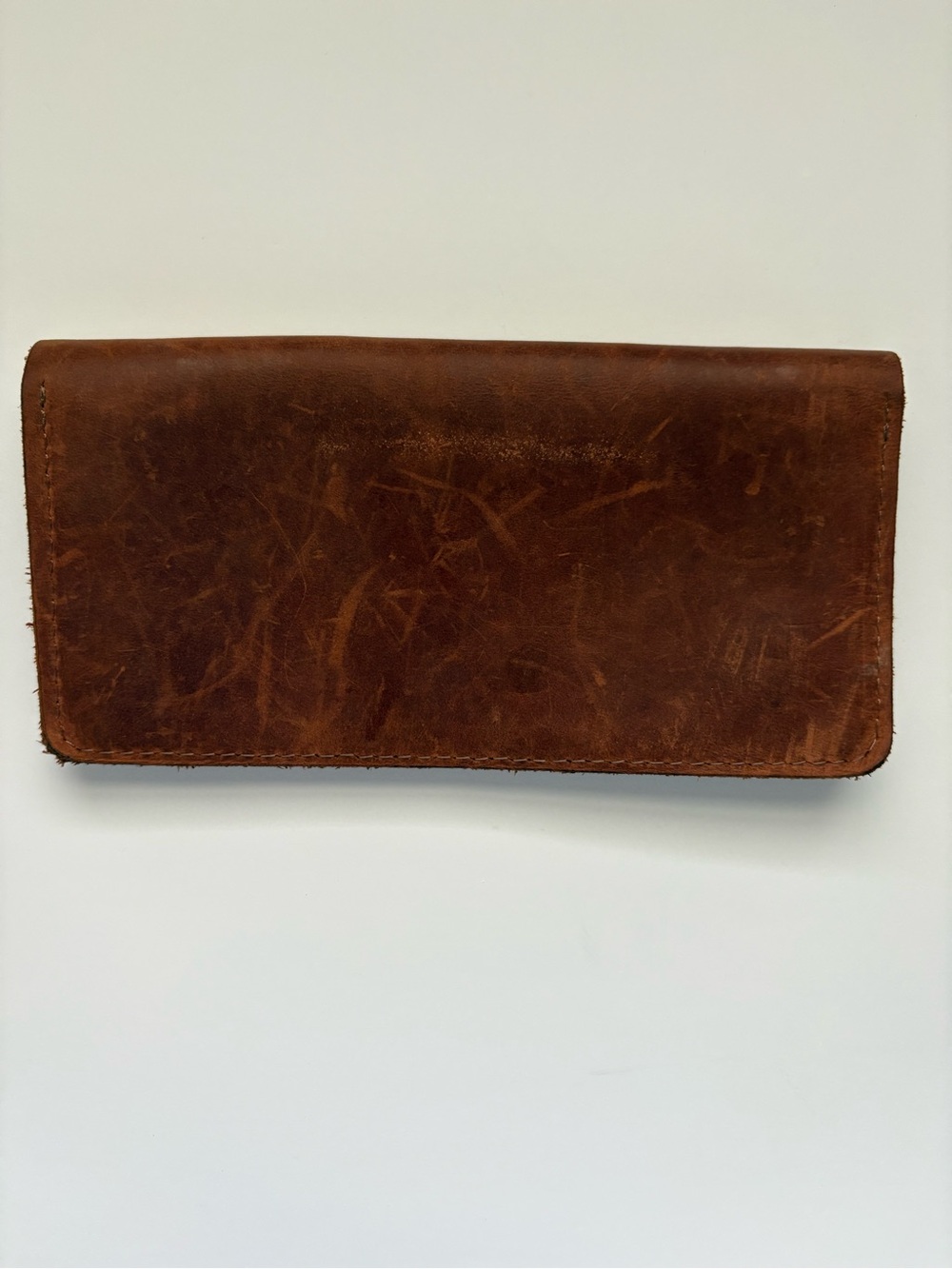 Unbranded Boho Distressed Brown Handmade 100% Leather Long Wallet